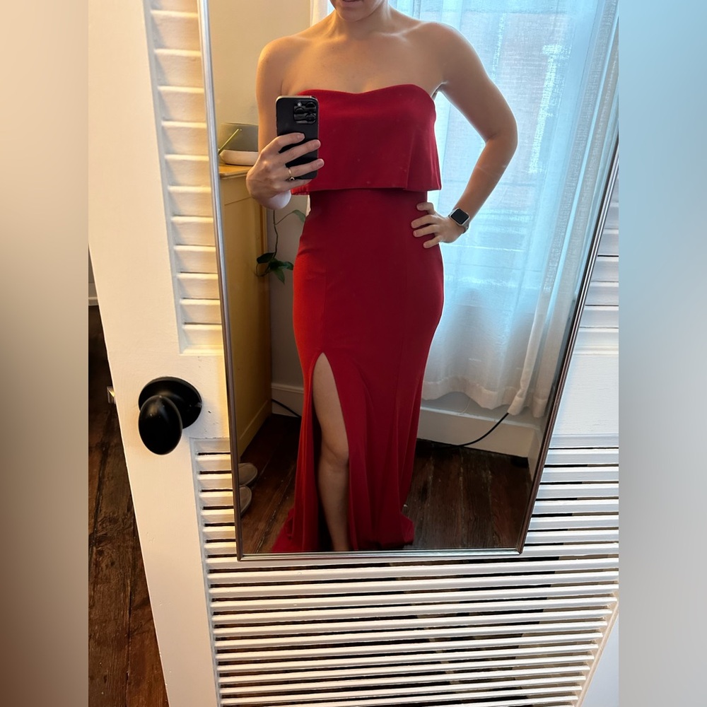 Xscape Strapless Red Gown